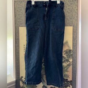 Time and Tru, dark wash paper bag capris. Size 10